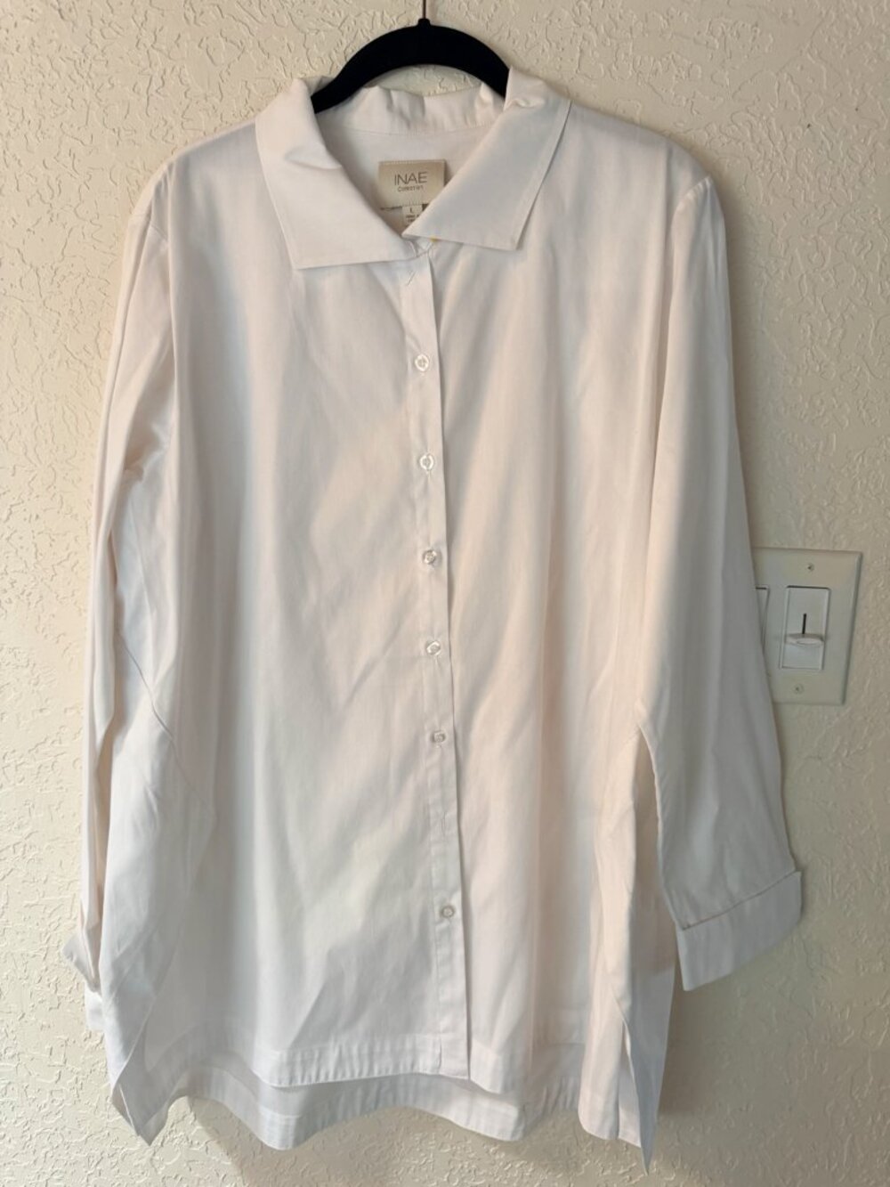 INAE Collection White Oversized Button Down Shirt Modern Minimalist L